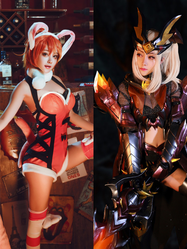 [cosplay]王者荣耀花木兰，你们更喜欢兔女郎，还是猎龙者[cos美图][二次元cospaly]