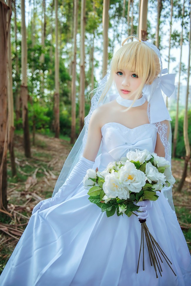 [cosplay]【Fate】Saber婚纱花嫁[cos美图][二次元cospaly]