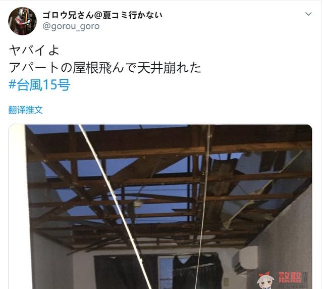 日本网友吐槽：台风太猛，把我家房顶掀了